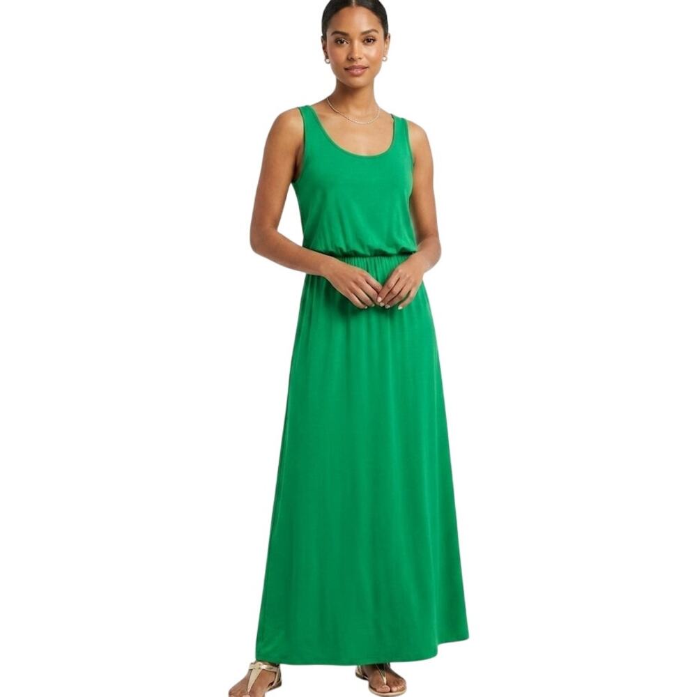 Hidden Heart Vibrant Green Sleeveless Maxi Dress Summer Vacation Large